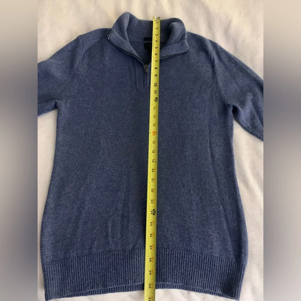 J. Crew Men's Blue 1/4 Zip Slim M Merino Wool Alpaca Blend Sweater Elbow Patches